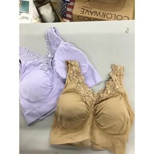 Rhonda shear 2 pack seamless bra lace inset size 1X new HSN